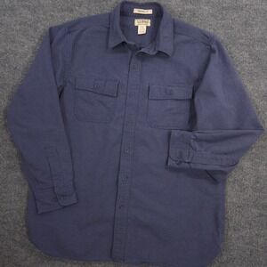LL Bean Chamois Shirt Mens Large Blue Heavyweight Flannel Outdoor Workwear Chore